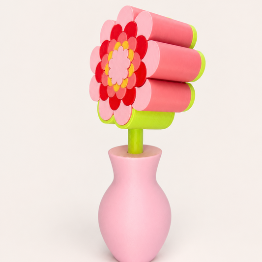 Pixel Flower Fidget, colorful 3D printed flower fidget