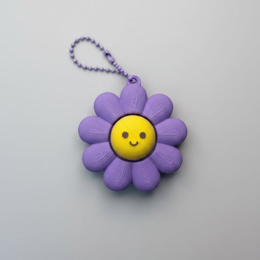 Smiley Flower Clicker Keychain Fidget, pink