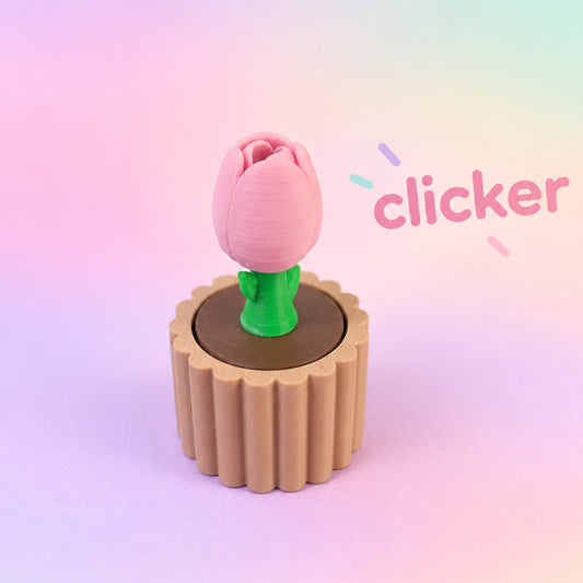 Daffodil and Tulip Flower Fidget Clicker Keychain