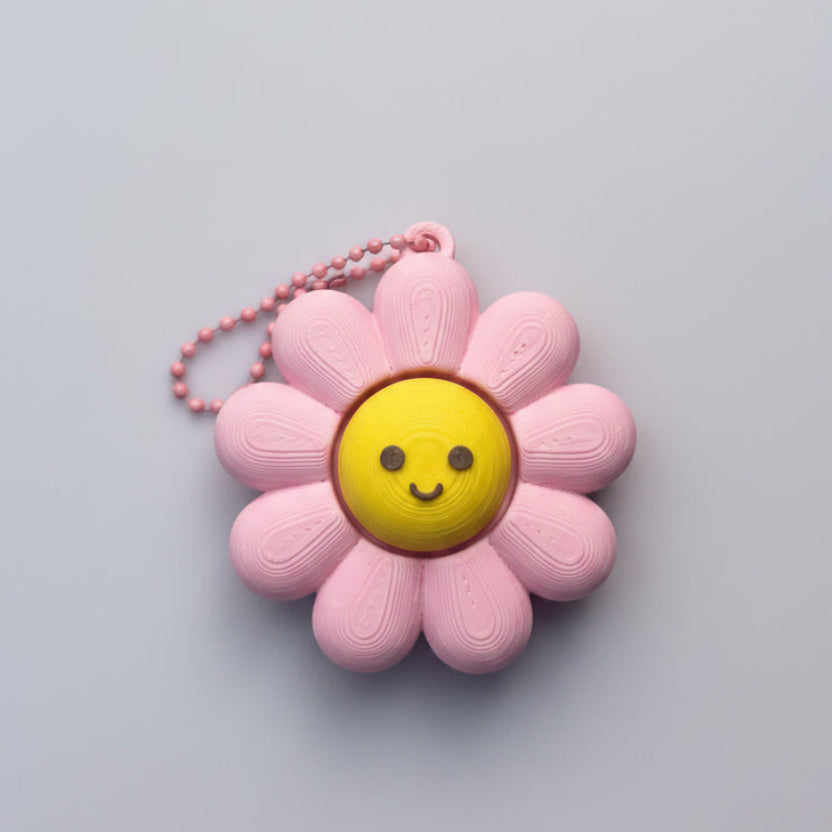 Smiley Flower Clicker Keychain Fidget, purple