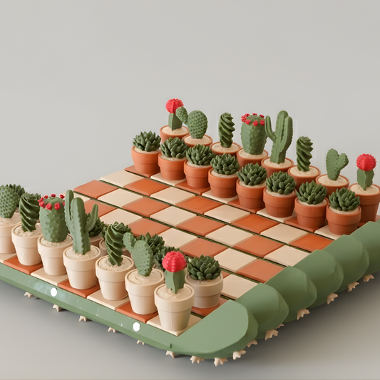 Cactus Play Fun – Modern Decorative Chess Set | 3D Printed Design