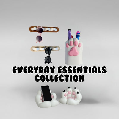 Practical 3D-printed essentials for home and office, made to order with optional name labels.