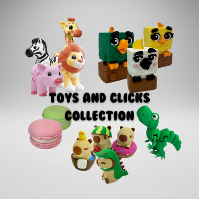 Playful 3D-printed toys and gifts, printed to order with optional personalised names or short text.