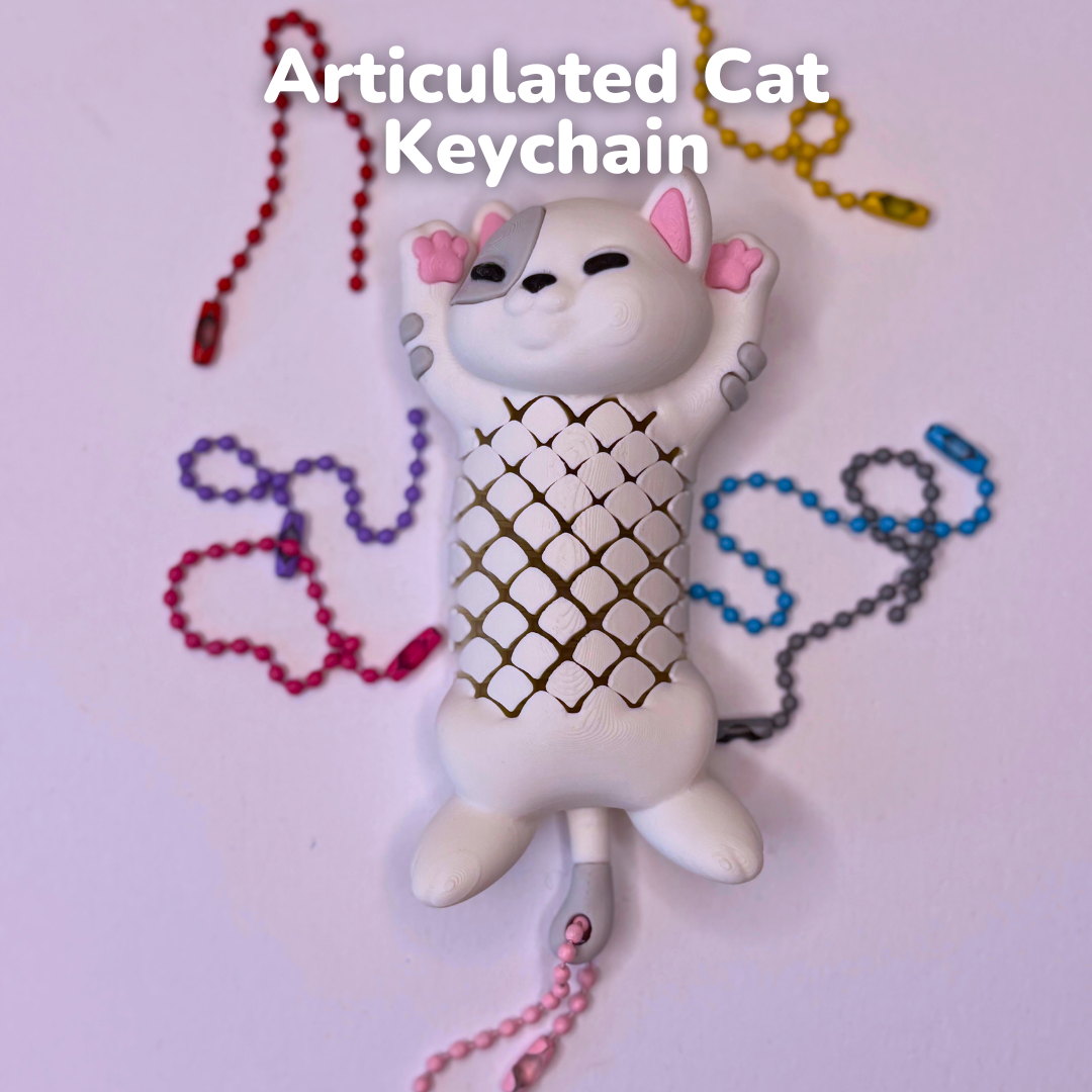 Articulated Cat Keychain – 3D Printed