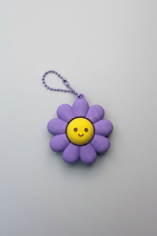 Smiley Flower Clicker Keychain Fidget