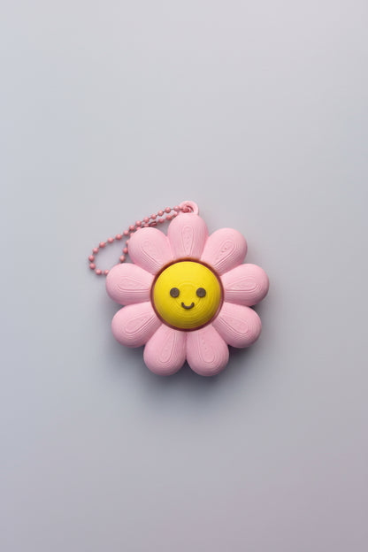 Smiley Flower Clicker Keychain Fidget