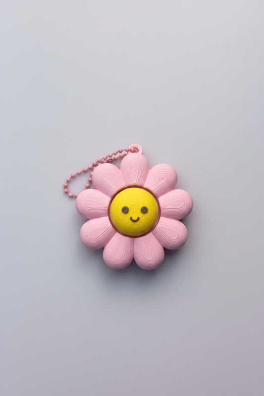 Smiley Flower Clicker Keychain Fidget