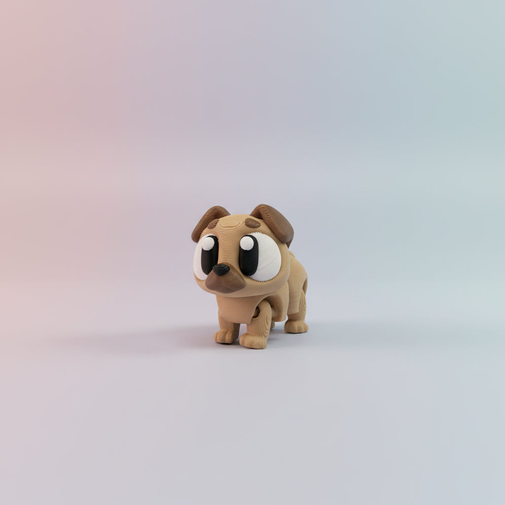 Pets Collection – articulated 3D printed Pug figure