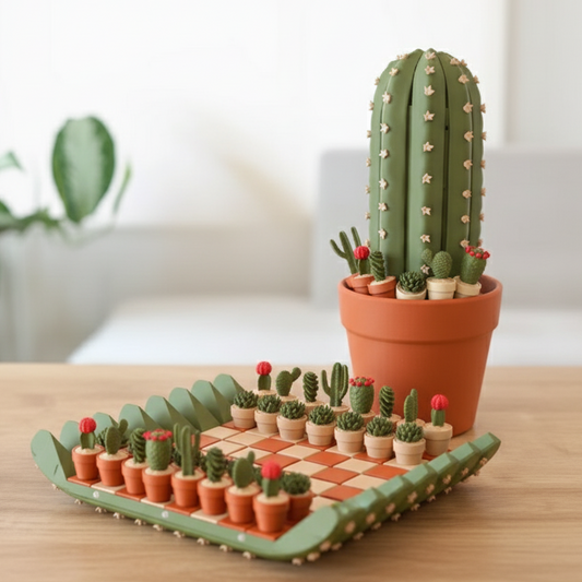 Cactus Play Fun – Modern Decorative Chess Set | 3D Printed Design
