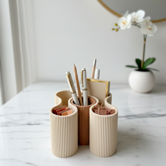 Elegance Pen Holder – 3D Printed Ribbed Desk Organizer
