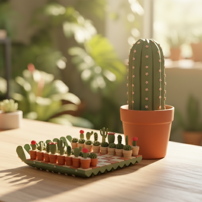 Cactus Play Fun – Modern Decorative Chess Set | 3D Printed Design