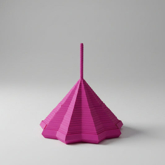Expanded Sensory Fidget Star, pink, pulled up into tall cone shape