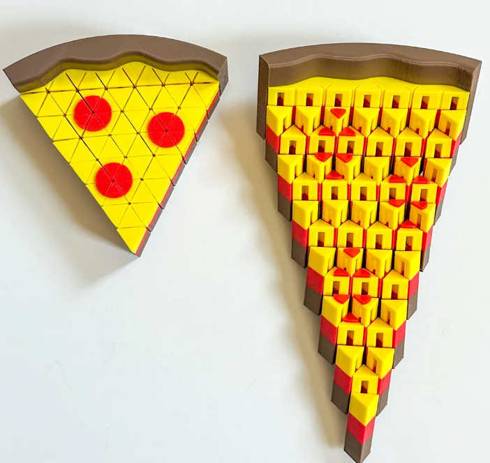 Pixel Pizza Slice close-up, removable pizza slices